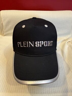 Plein Sport Black Cap with Metallic Silver Logo